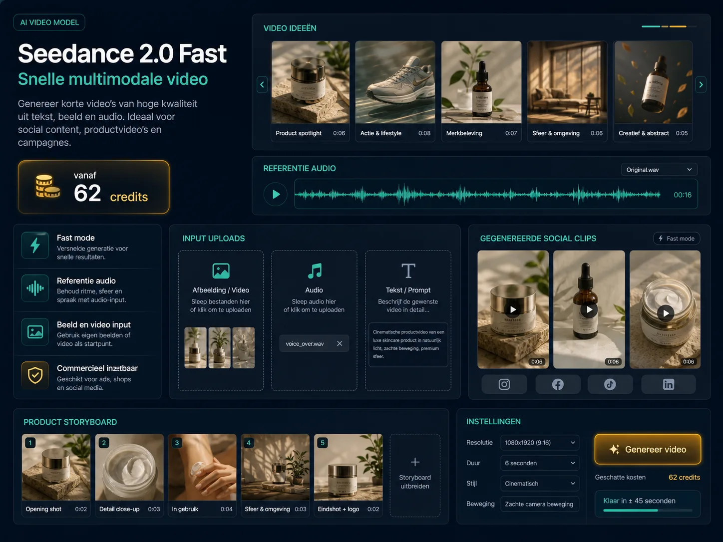 Seedance 2.0 Fast infographic met multimodale video en referentie audio